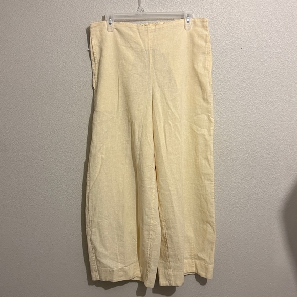 Free People Demi Wide Leg Linen Blend Pants Elastic Waist Lightweight - Picture 2 of 8